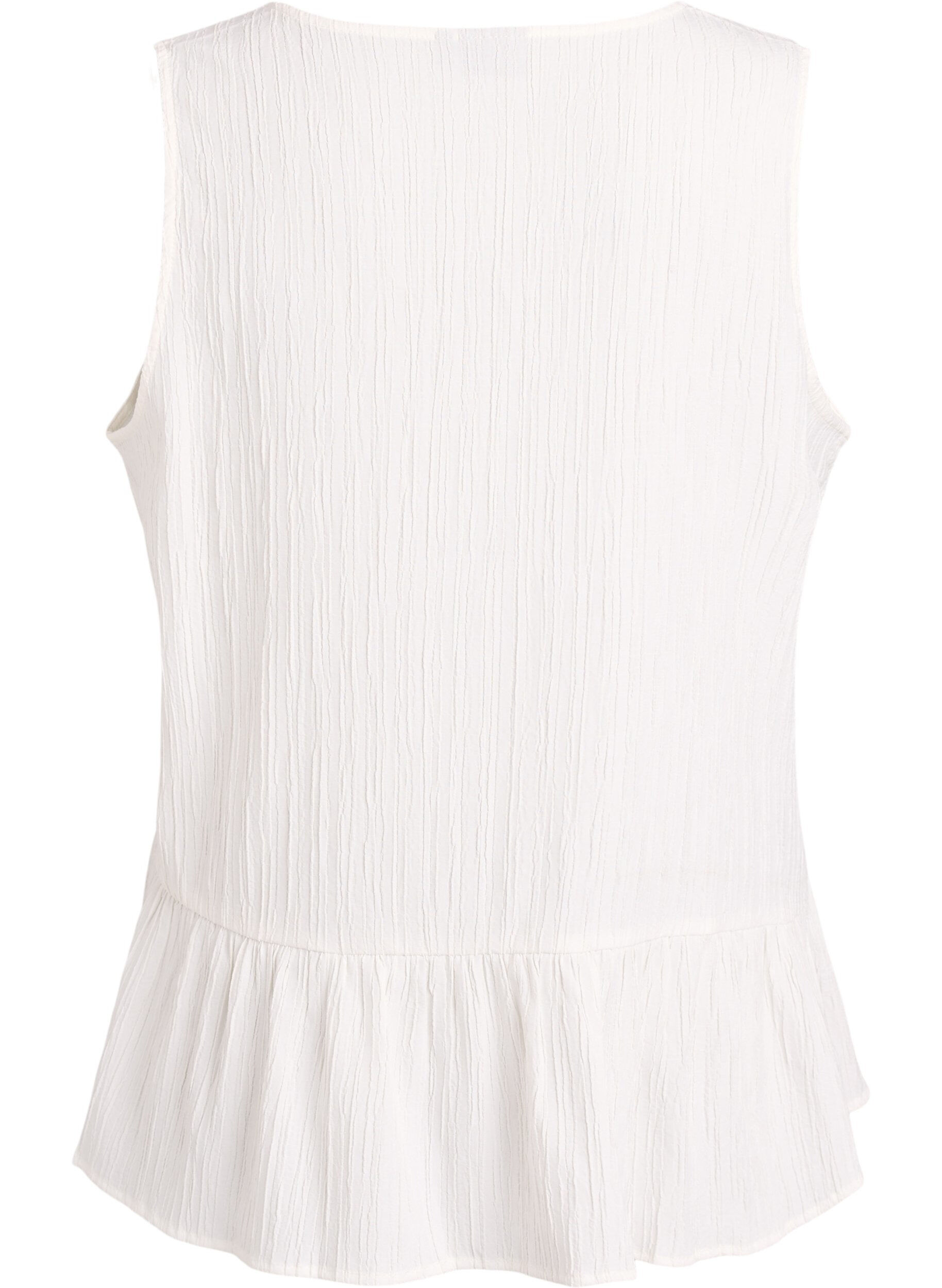 ZizzifashionSleeveless blouse with texture and a tie fastening, Vanilla, Packshot image number 1