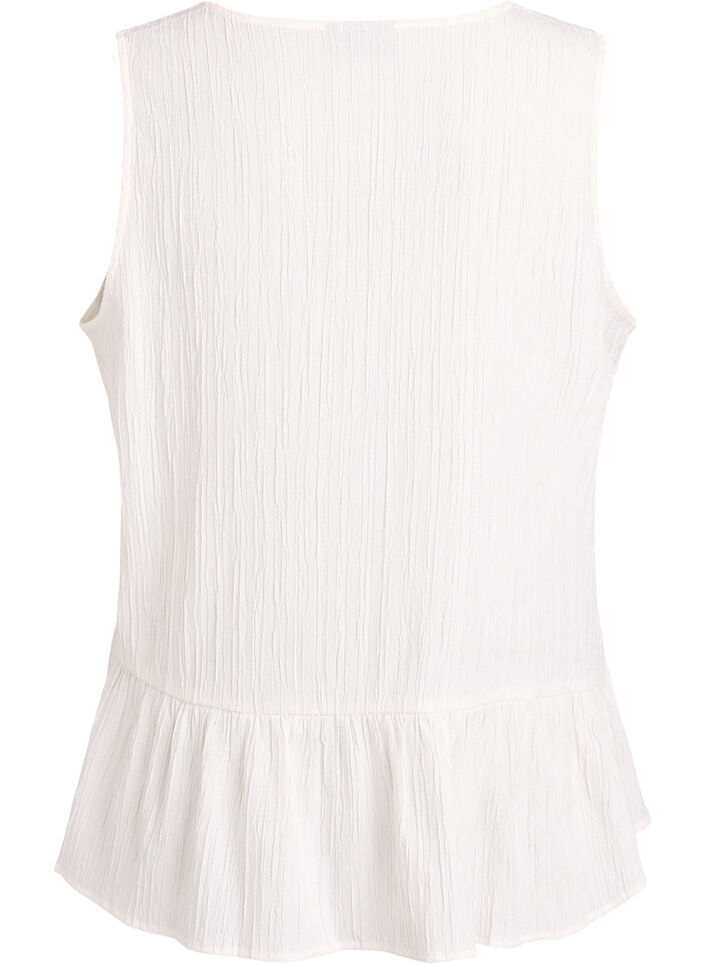 Sleeveless blouse with texture and a tie fastening, Vanilla, Packshot image number 1