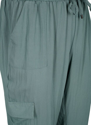 Loose cargo trousers in viscose, Balsam Green, Packshot image number 2