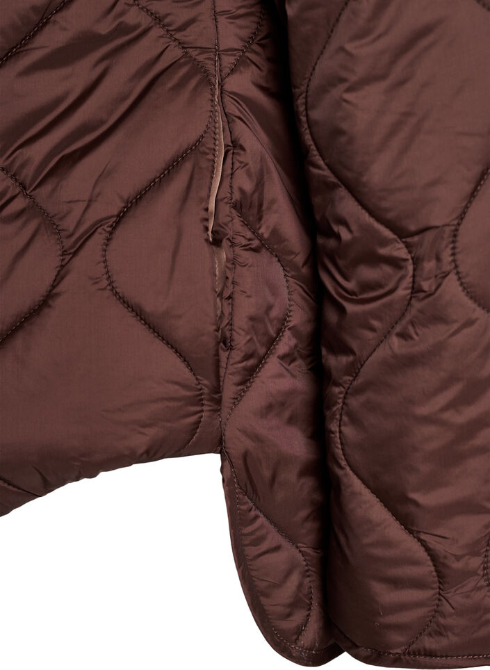 Quilted jacket with press studs and a round neck, Brown, Packshot image number 3