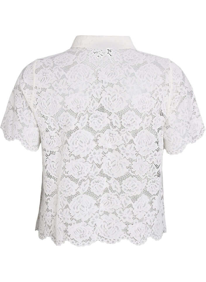 Lace shirt blouse with pearl buttons, Vanilla, Packshot image number 1