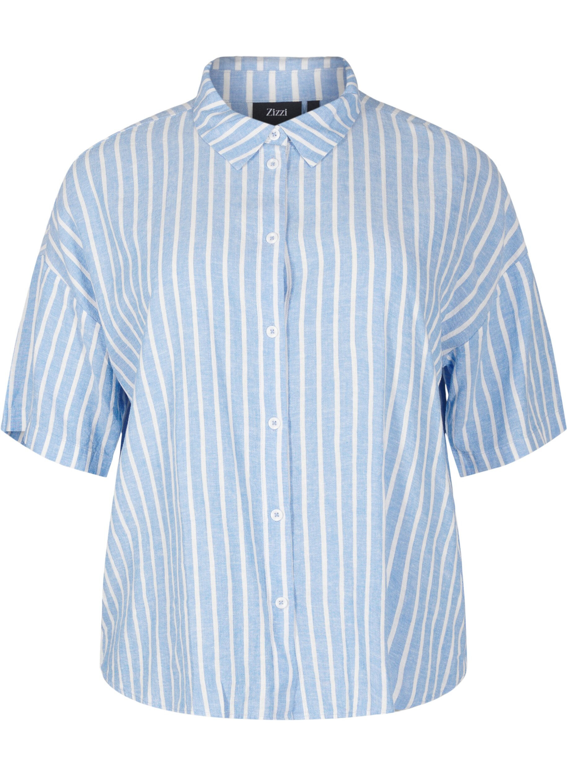 Striped shirt in linen and viscose