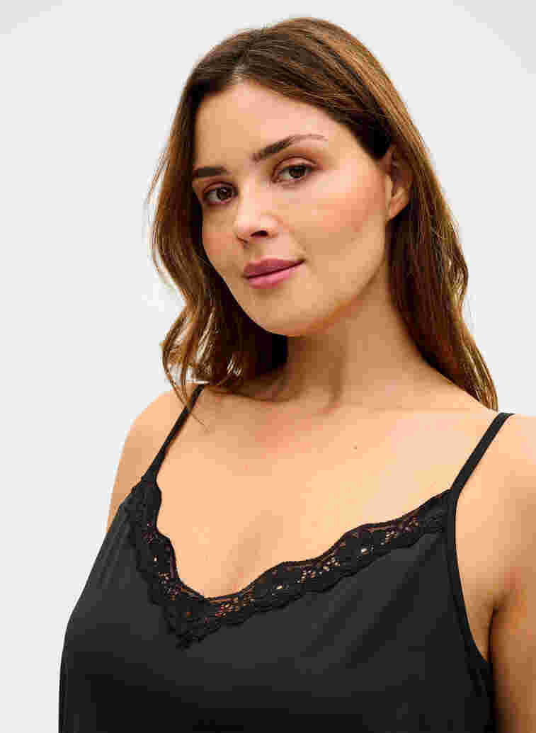 Night top with lace details, Black, Model image number 2
