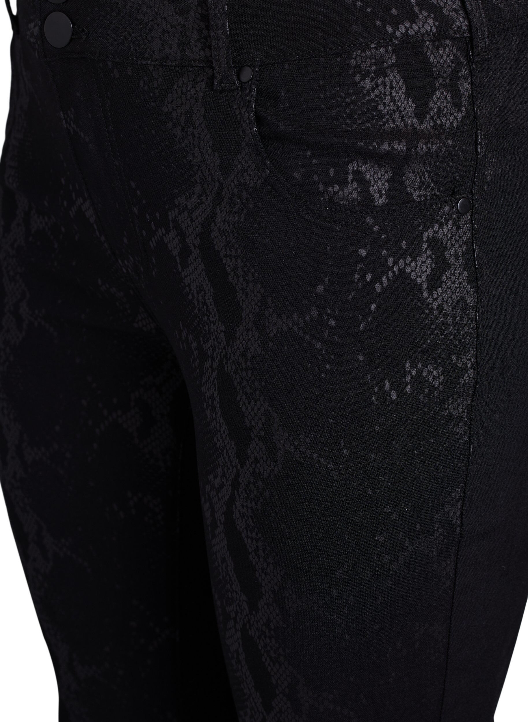 Zizzifashion Slim fit trousers with snake pattern, Black, Packshot image number 2