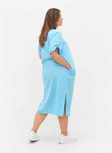 Long short-sleeved shirt dress, Alaskan Blue, Model image number 1