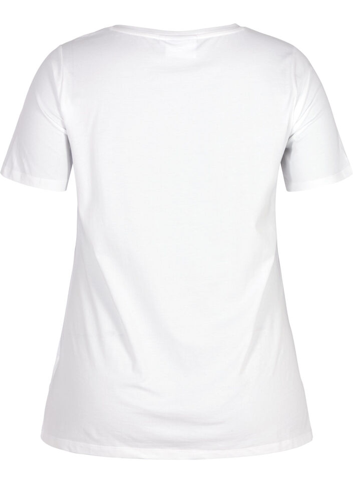 Basic t-shirt with v-neck, White, Packshot image number 1
