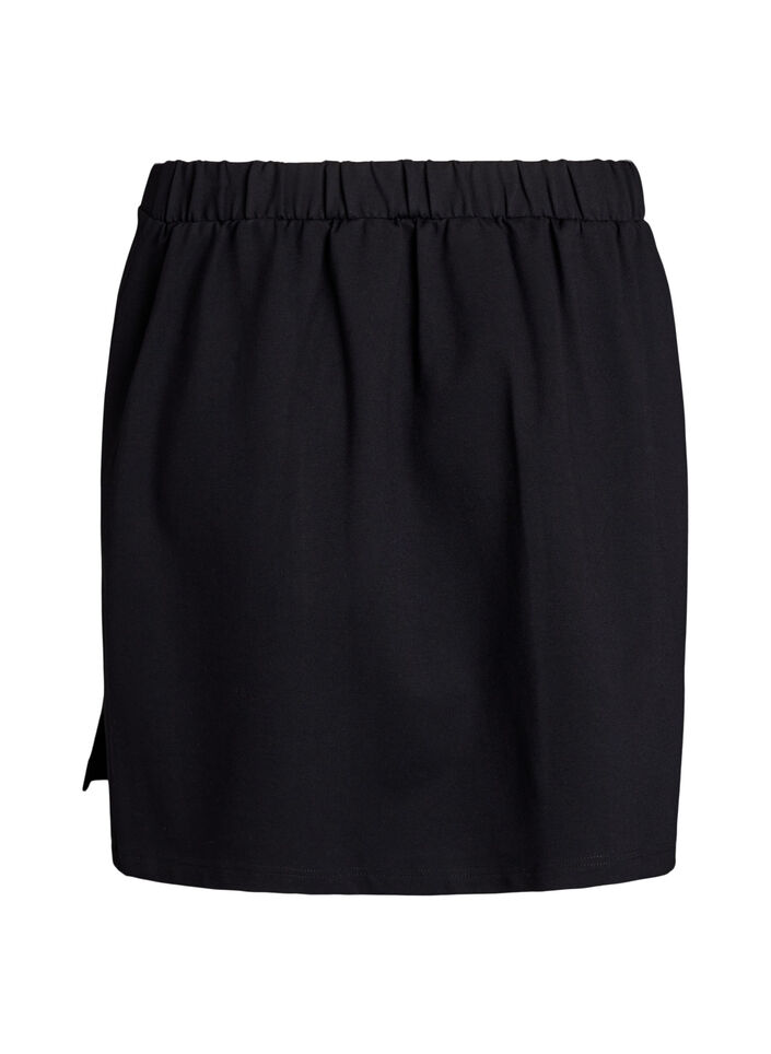 Short jersey skirt with slit, Black, Packshot image number 1