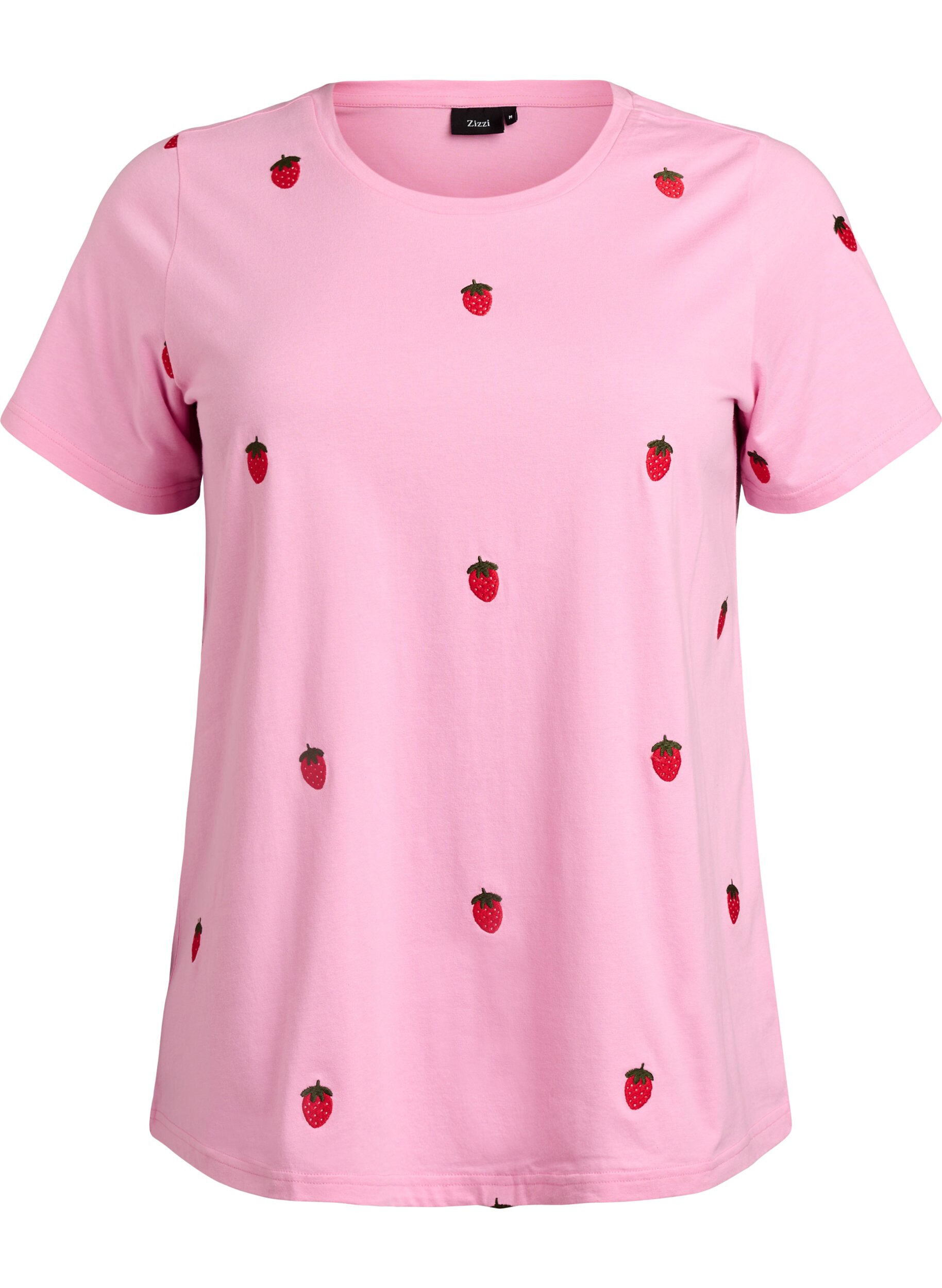 Zizzifashion T-shirt in organic cotton with embroidered motifs, Pink, Packshot image number 0