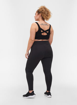 Cropped reflective gym leggings, Black, Model image number 1