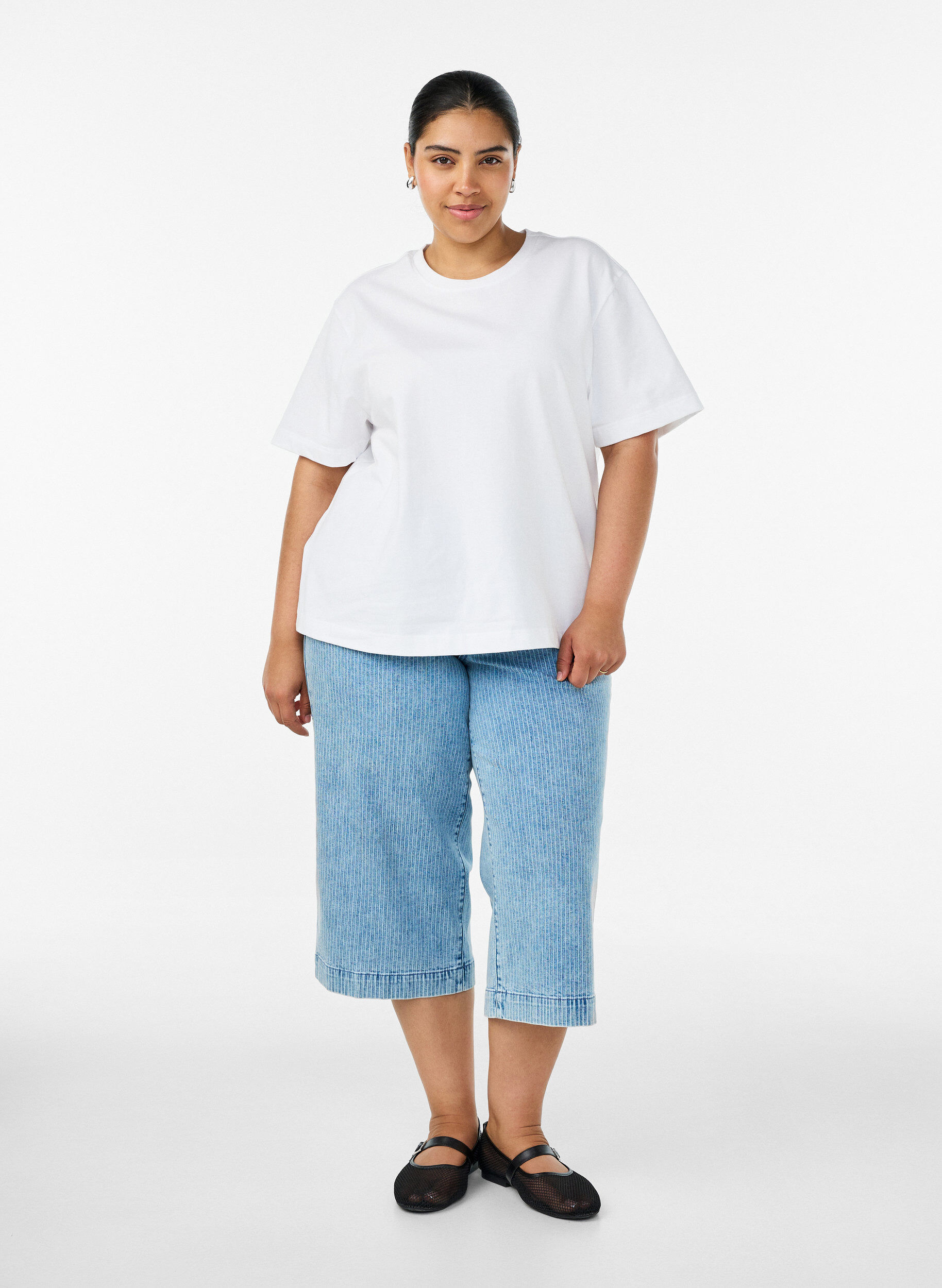 ZizzifashionBoxy cotton T-shirt, White, Model image number 1