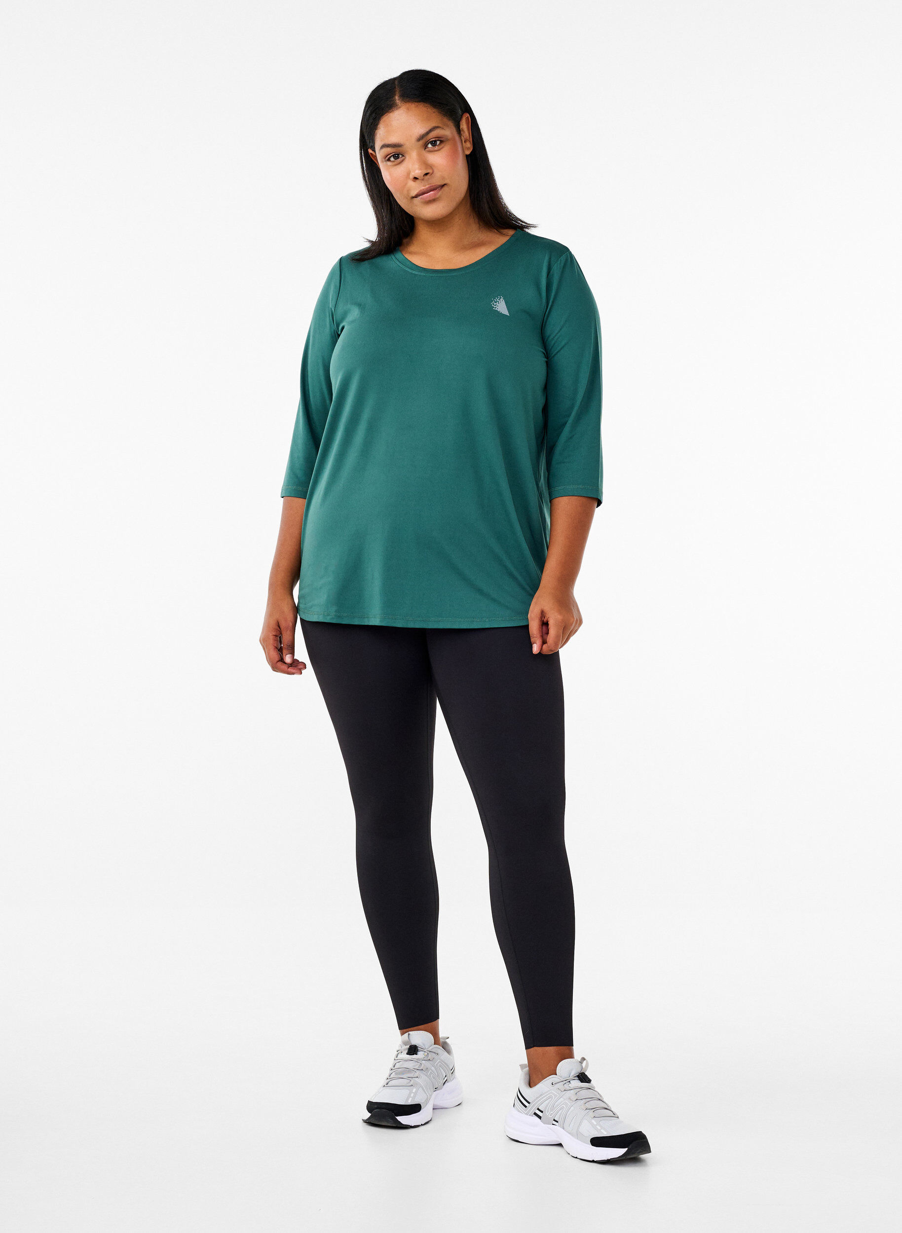 ZizzifashionWorkout top with 3/4 sleeves, Green, Model image number 1