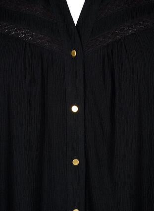Sleeveless viscose blouse with crochet detail, Black, Packshot image number 2