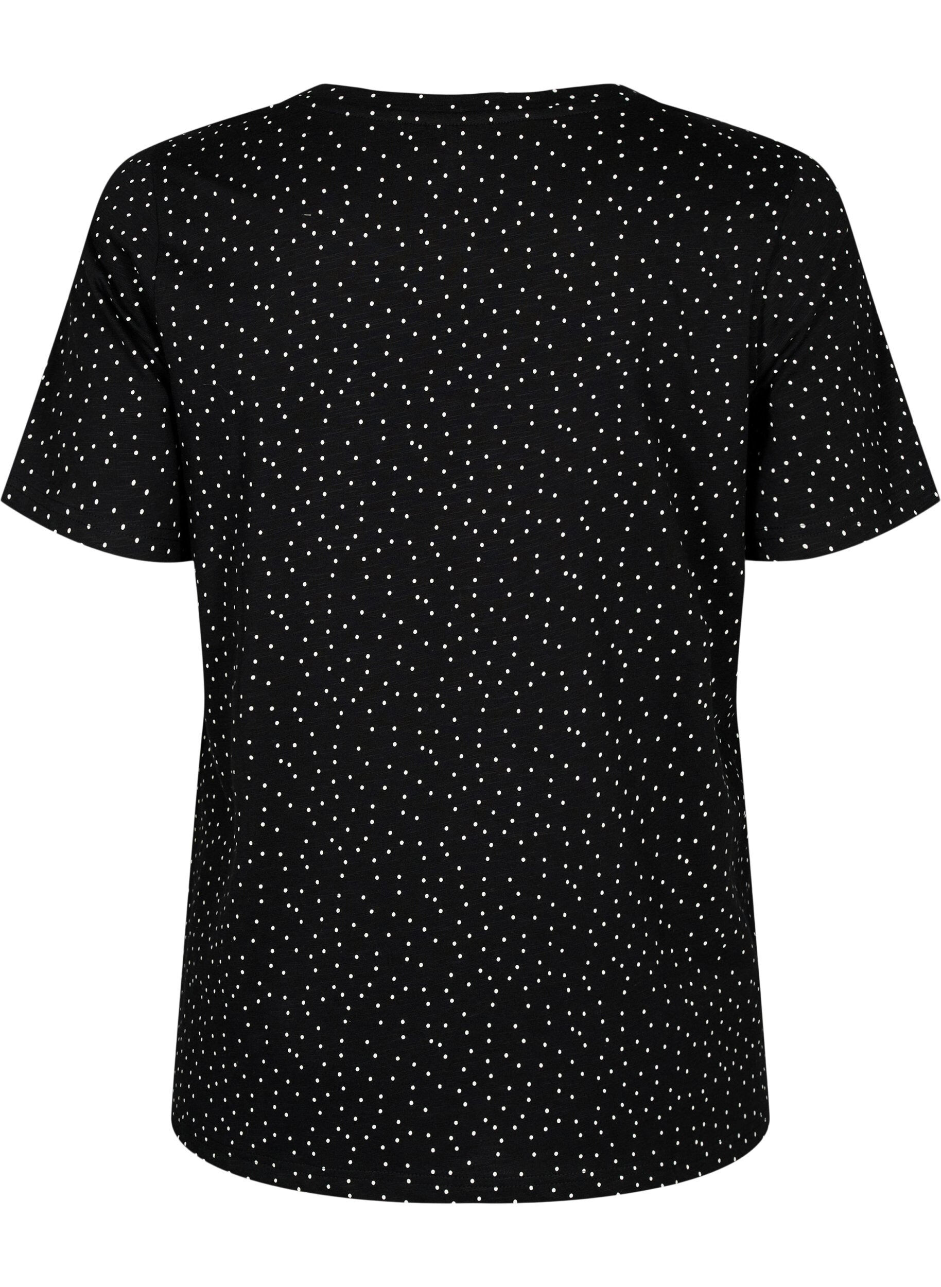 Zizzifashion Organic cotton T-shirt with dots, Black, Packshot image number 1