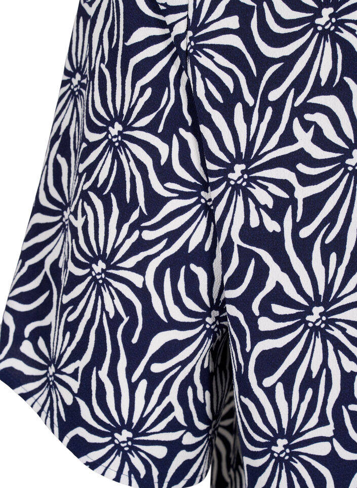 V-neck blouse with floral print, White Blue Flower, Packshot image number 3