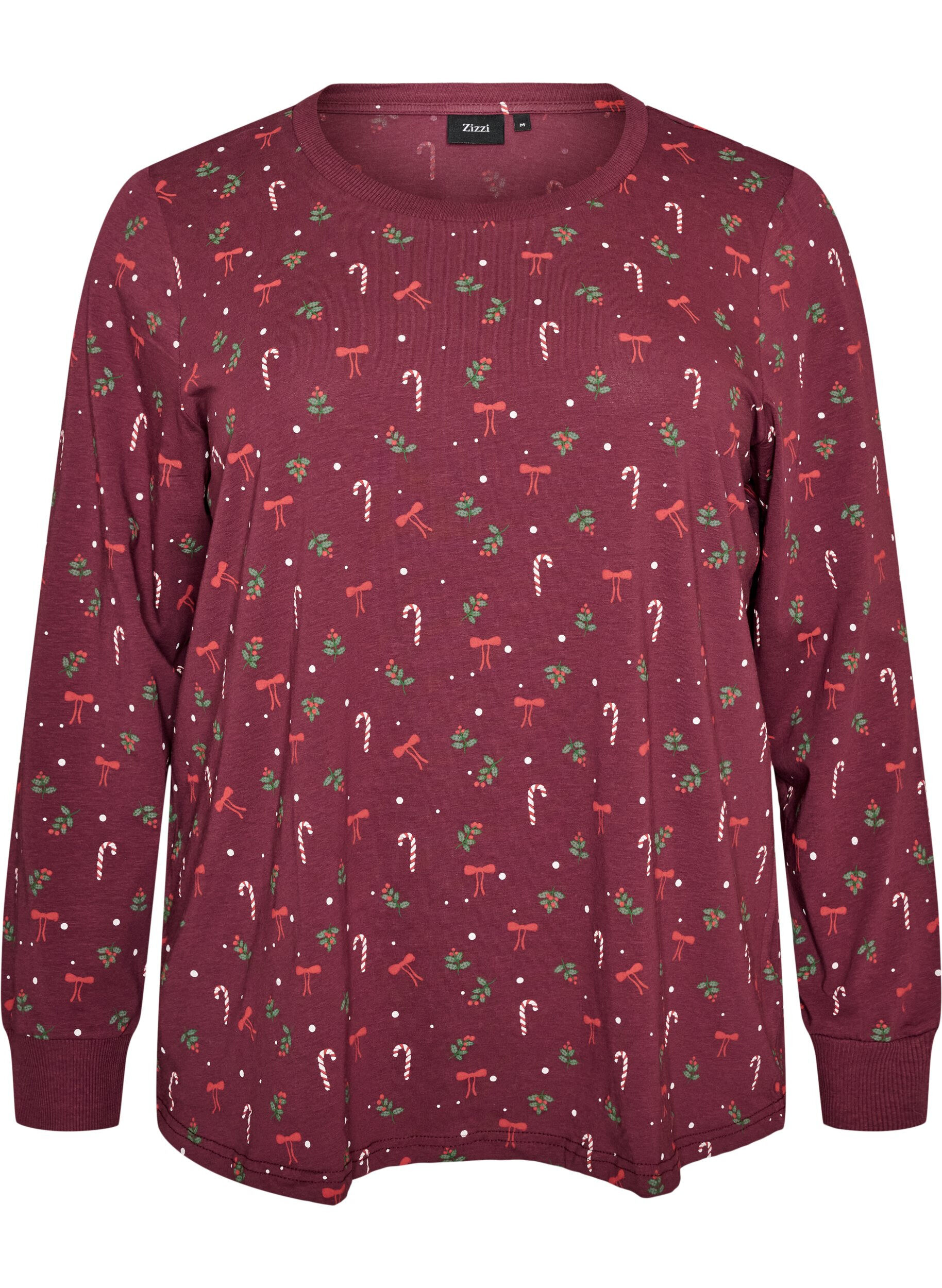 ZizzifashionPrinted night top, Dark Bordeaux, Packshot image number 0