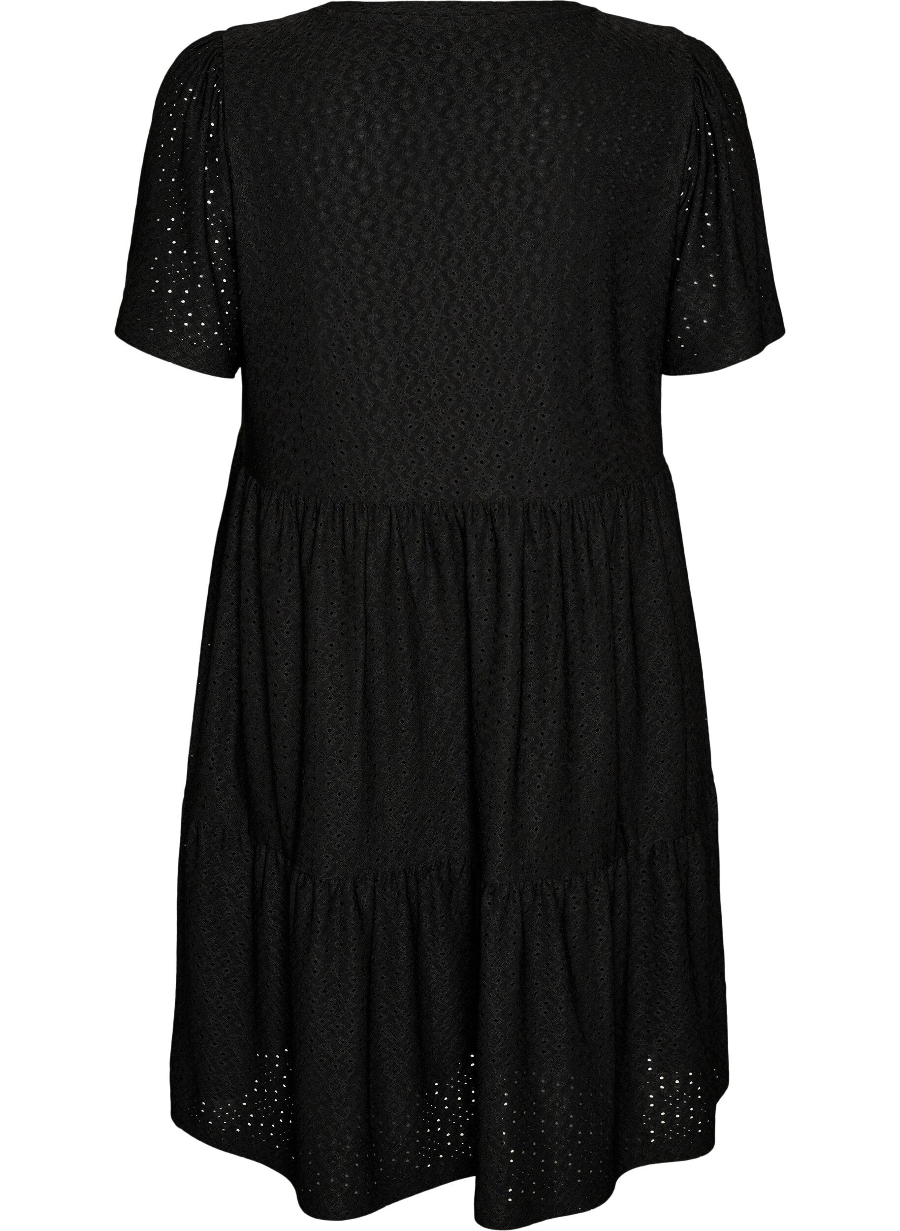 ZizzifashionShort dress with lace pattern and layered skirt, Black, Packshot image number 1