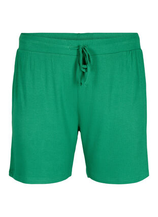 Loose-fitting viscose shorts with ribbing, Jolly Green, Packshot image number 0