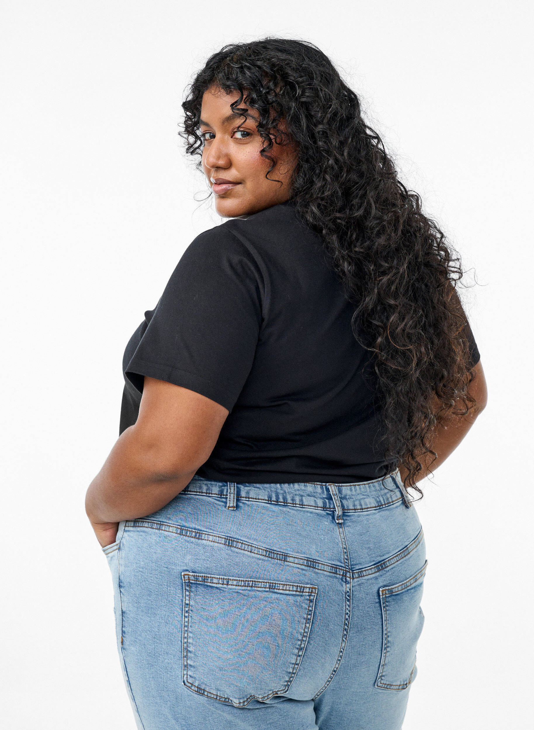 Zizzifashion T-shirt with decorative details, Black, Model image number 2