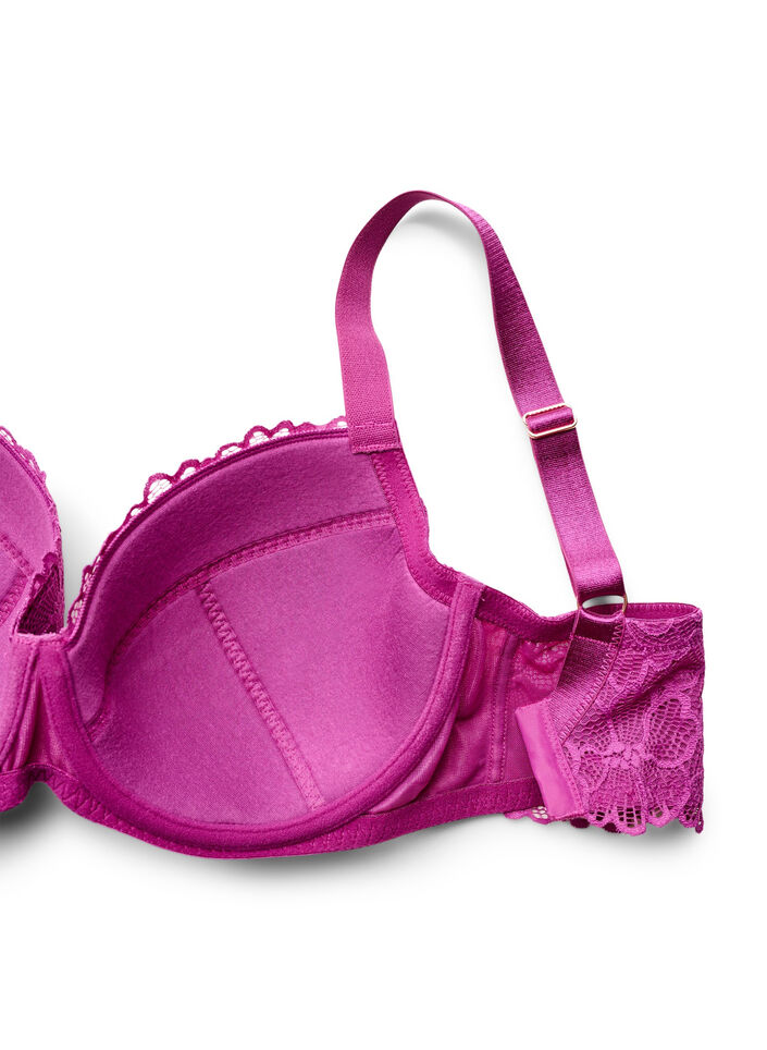 Padded bra with lace and underwire, Purple, Packshot image number 3