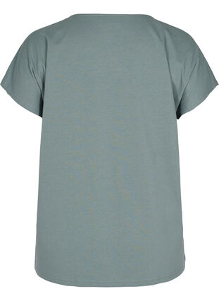 Cotton t-shirt with stripes, Balsam Green Solid, Packshot image number 1