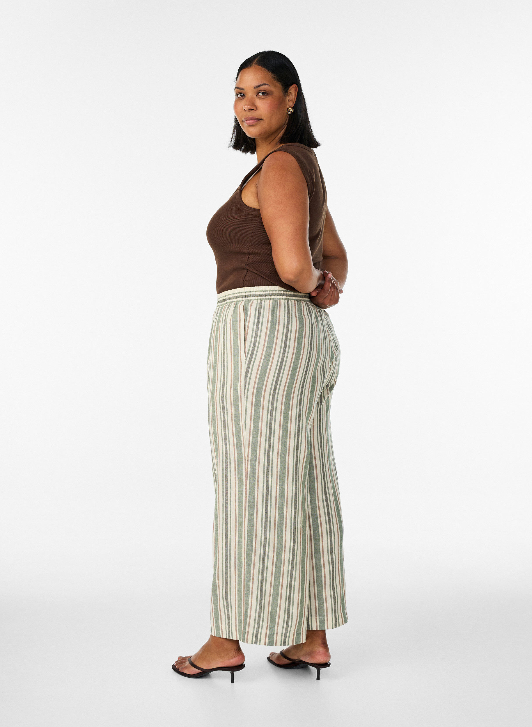 ZizzifashionWide-leg linen and viscose trousers, Vanilla, Model image number 1