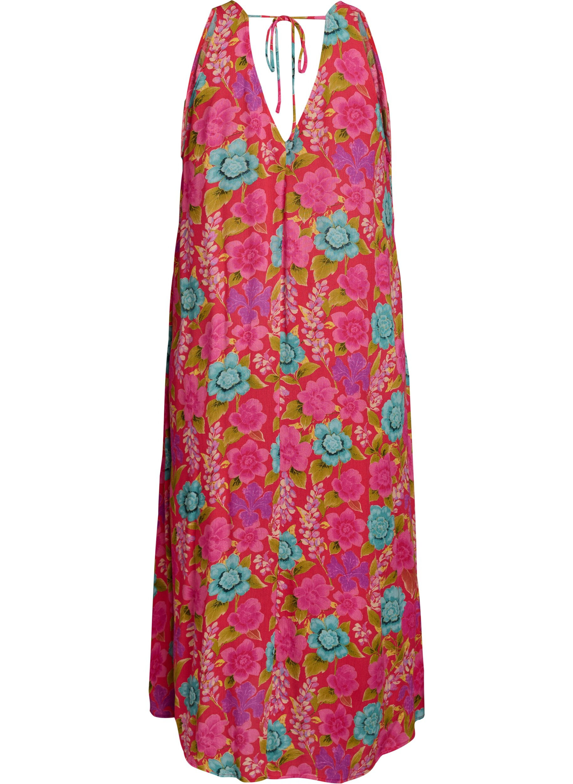 Zizzifashion Sleeveless A-line maxi dress with a V-neck, Red, Packshot image number 1