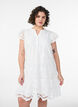 Broderie anglaise dress with ruffle sleeves, White, Model image number 0