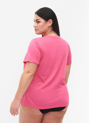 Cotton t-shirt with print and short sleeves, Hot Pink Create, Model image number 1
