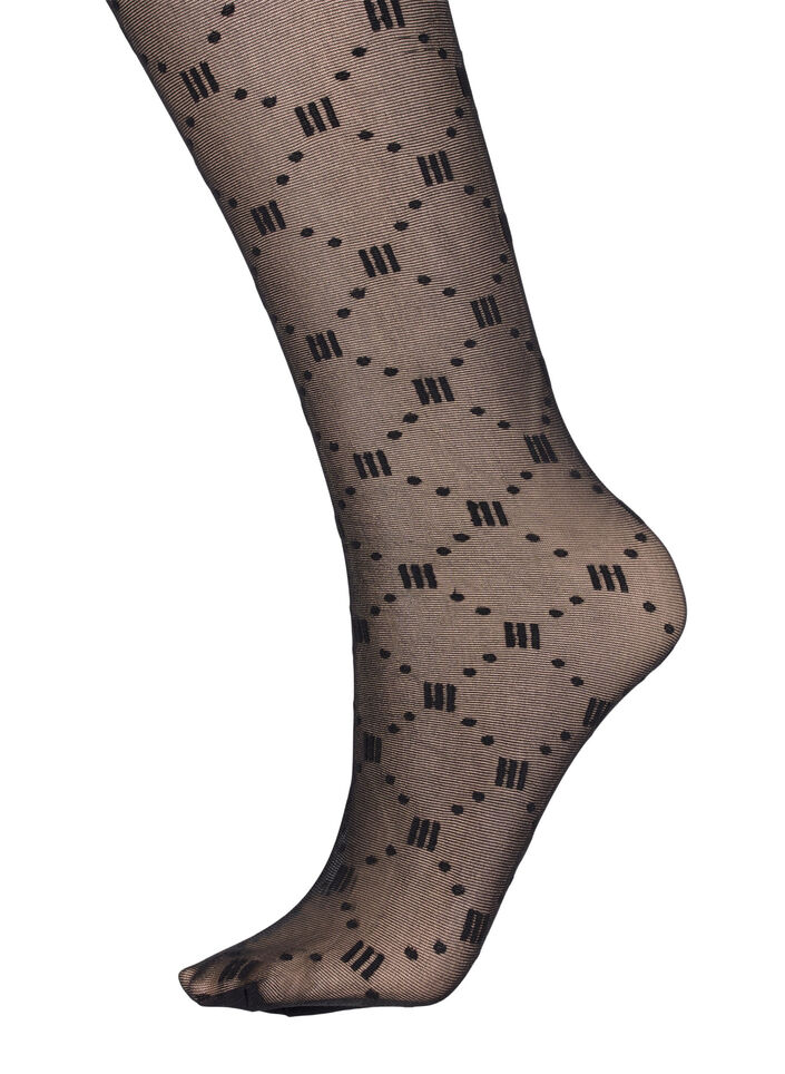 Patterned tights in 20 denier, Black, Packshot image number 1