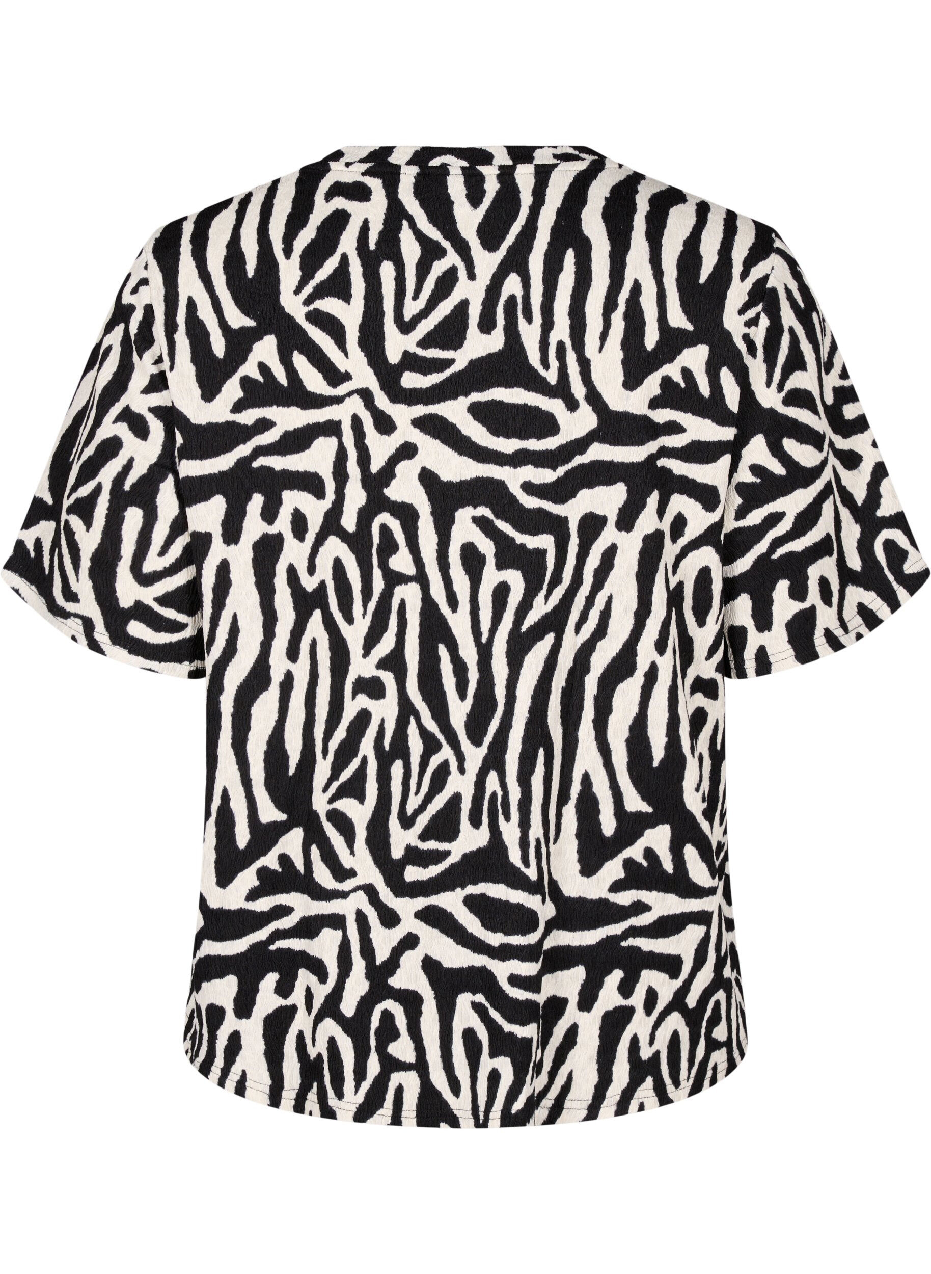 ZizzifashionShort-sleeved blouse with zebra print, Black, Packshot image number 1