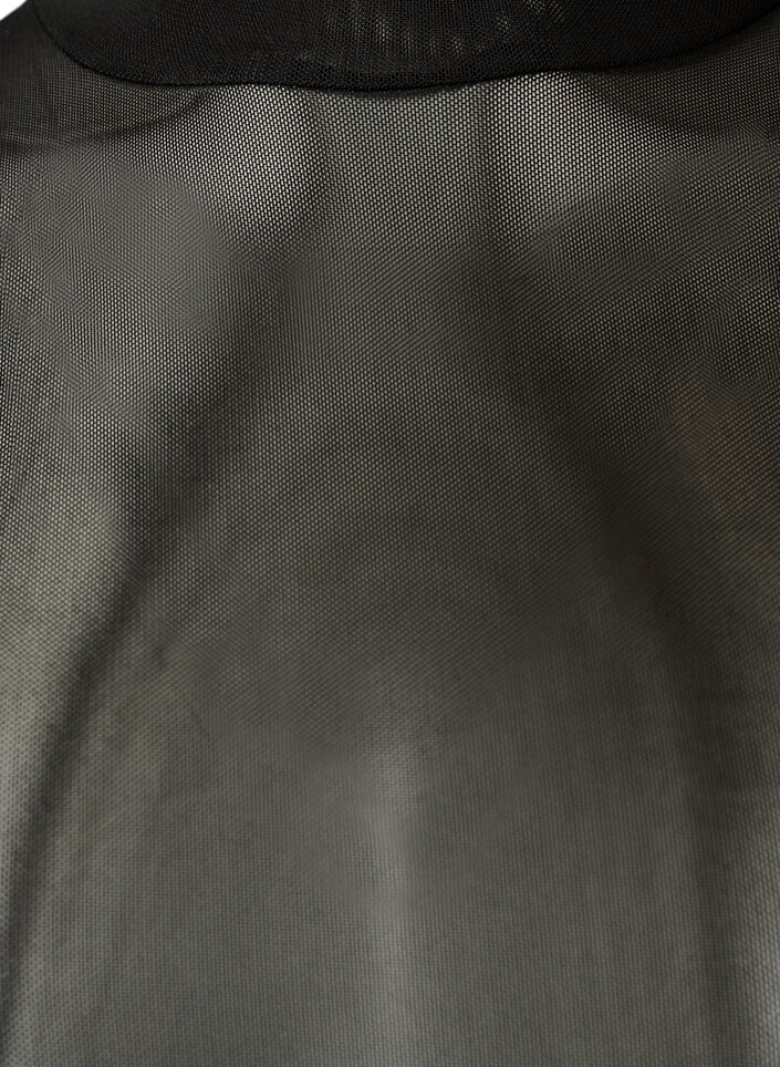 Fitted mesh blouse with long sleeves, Black, Packshot image number 2