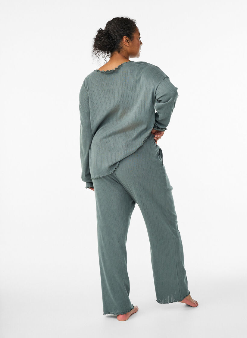 Cotton night pants, Green, Model image number 1