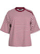 Striped blouse with 3/4 sleeves and button detail, Red, Packshot image number 0