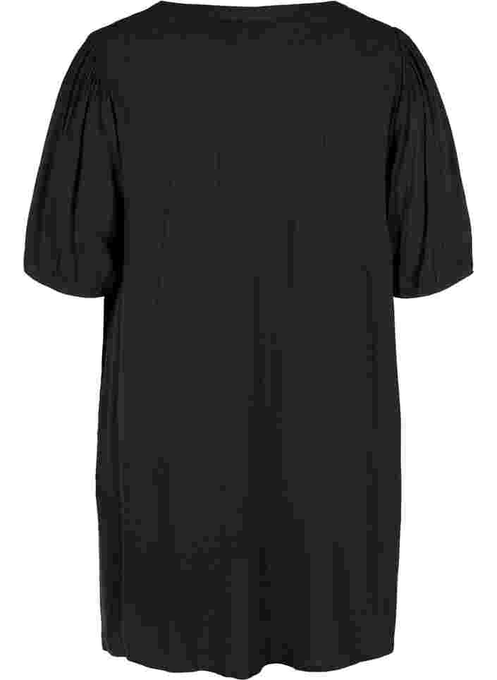 Viscose tunic with V-neck and buttons, Black, Packshot image number 1