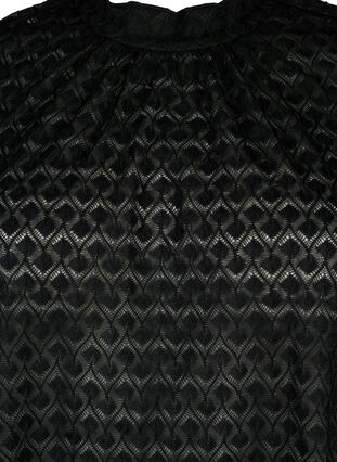 Long-sleeved blouse with patterned texture, Black, Packshot image number 2