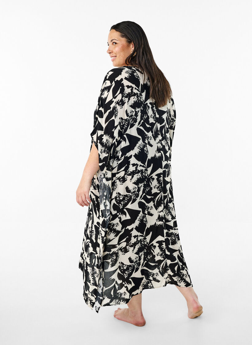 Kaftan beach dress with buttons, Beige, Model image number 1