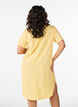 Short dress with a crinkled texture and short sleeves, Yellow, Model image number 2