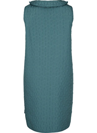 Long quilted vest with collar and frills, Sagebrush Green, Packshot image number 1
