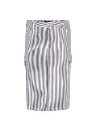 Striped pencil skirt with pockets, Black & White Stripe, Packshot image number 0