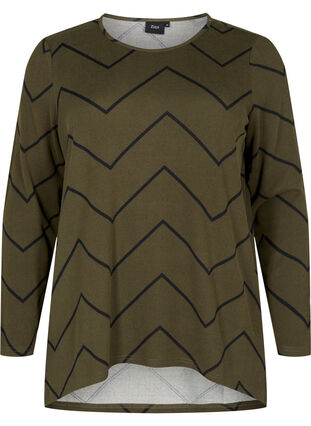 Patterned blouse with long sleeves, Army Zig Zag, Packshot image number 0