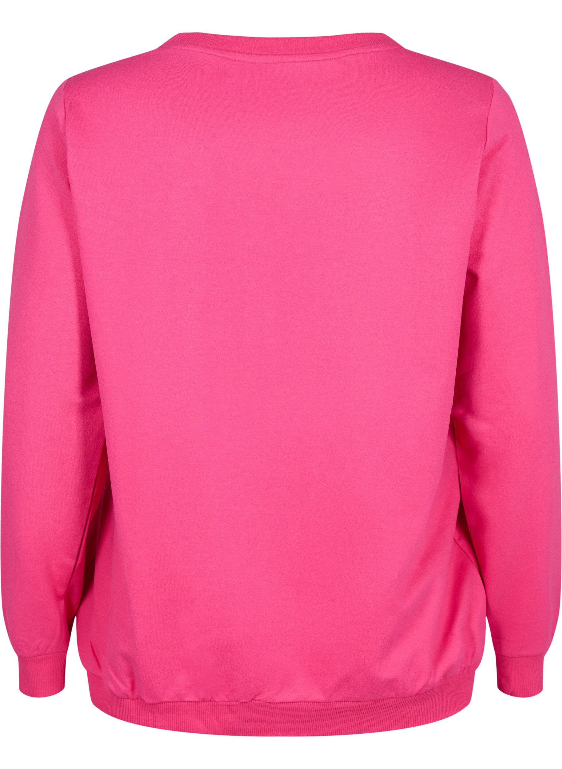 Zizzifashion Sweatshirt with text, Fuchsia P. W. Reset, Packshot image number 1