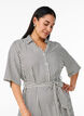 Ankle-length shirt dress with tie belt and stripes, Black, Model image number 2