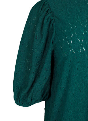 Dress with textured pattern and balloon sleeves, Deep Teal, Packshot image number 3