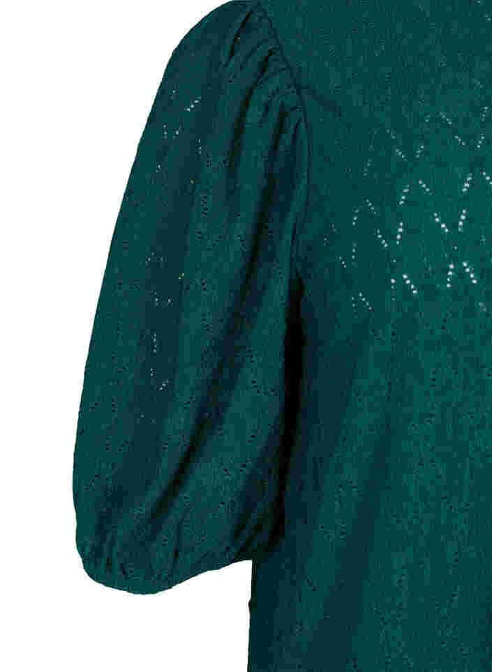 Dress with textured pattern and balloon sleeves, Deep Teal, Packshot image number 3