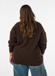 Knitted blouse with cable knit and V-neck, Brown, Model image number 2