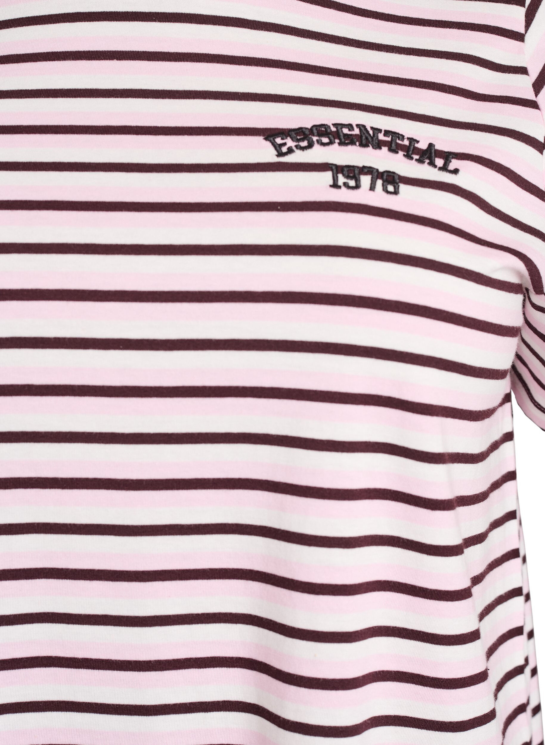 Zizzifashion Cotton T-shirt with stripes, Rose, Packshot image number 2