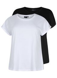 2-pack short-sleeved t-shirts, Bright White / Black, Packshot