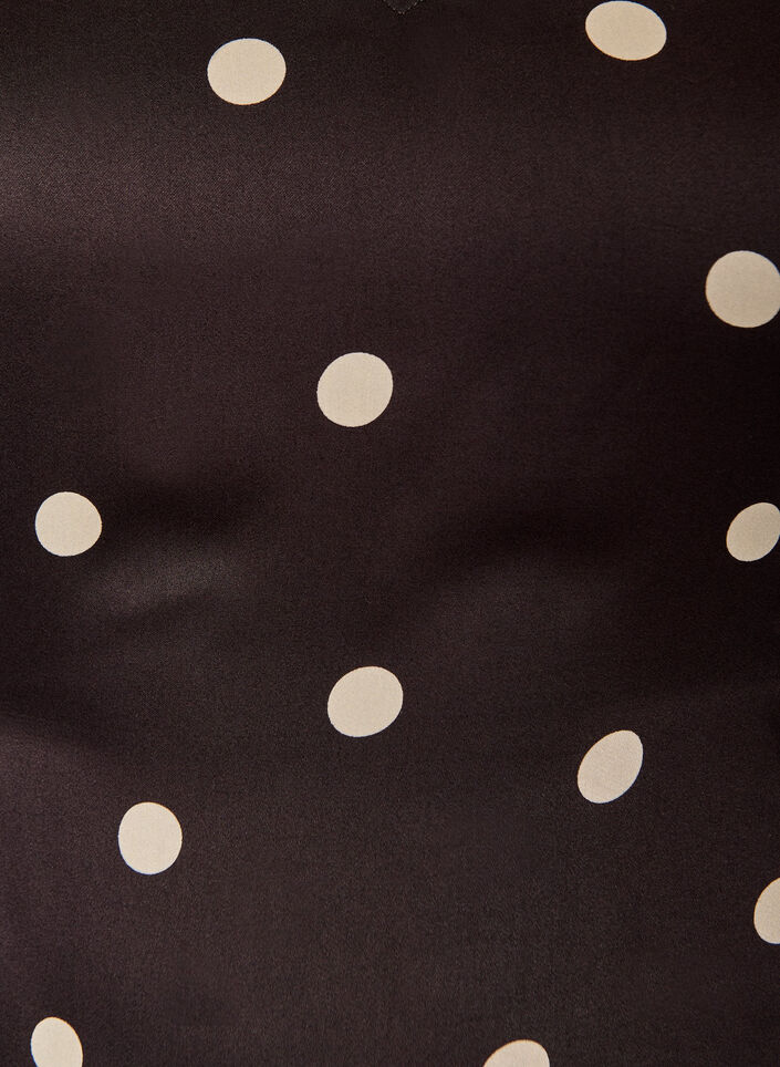 Polka dot viscose blouse with V-neck and tie-fastening, Brown, Packshot image number 2