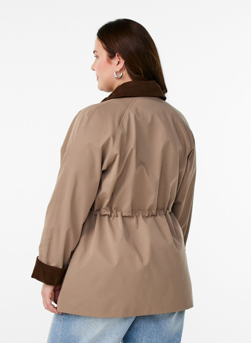Spring jacket with contrasting corduroy details, Desert Taupe, Model image number 1