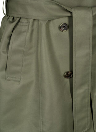 Short trench coat with belt, Dusty Olive, Packshot image number 3